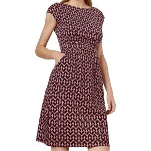 Boden Cotton Jersey Florrie Pink Floral Cap Sleeve Knee Length Dress